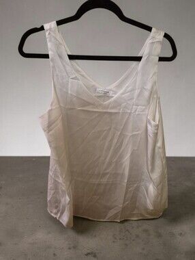 Ekoaer White V-Neck Satin Tank Top